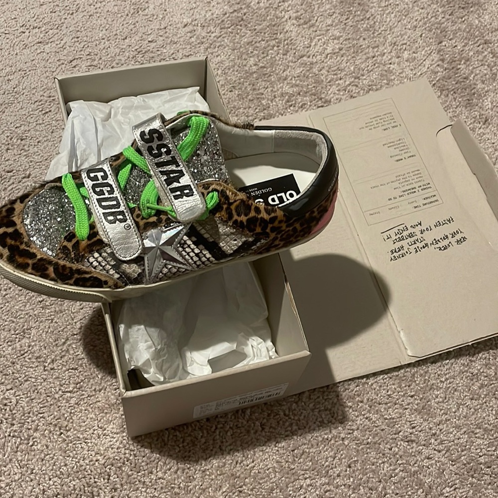 Shoes worn only one time. Ordered another pair that I like better. No damage.